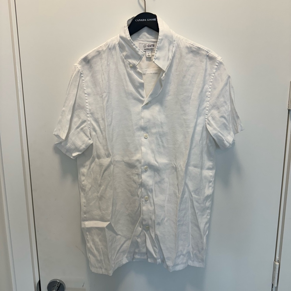 Men’s Cuts Chileno Camp Collar Relaxed Fit Large White
